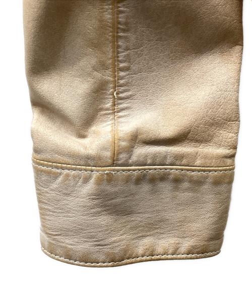DOLCE & GABBANA（ドルチェ＆ガッバーナ）DOLCE & GABBANA (ドルチェ＆ガッバーナ) USED加工レザージャケット ベージュ サイズ:46の古着・服飾アイテム