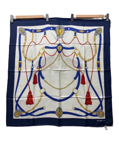 CELINE（セリーヌ）CELINE (セリーヌ) シルクスカーフ ネイビーマルチの古着・服飾アイテム