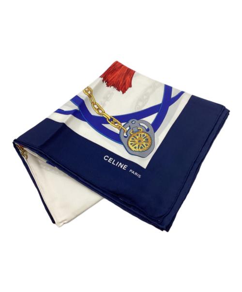 CELINE（セリーヌ）CELINE (セリーヌ) シルクスカーフ ネイビーマルチの古着・服飾アイテム