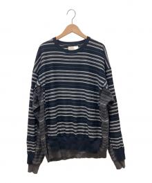 YOKE（ヨーク）の古着「BORDER CONNECTING CREWNECK」｜ホワイト×ブラック