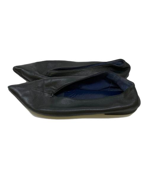 CELINE（セリーヌ）CELINE (セリーヌ) ポインテッドレザーフラットパンプス ブラック サイズ:22.5cmの古着・服飾アイテム