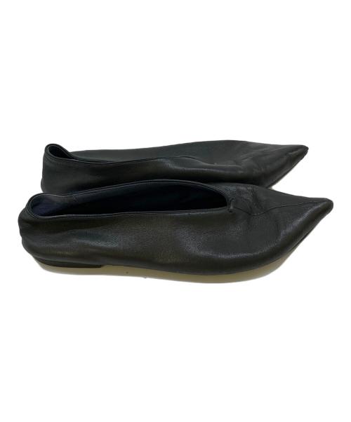 CELINE（セリーヌ）CELINE (セリーヌ) ポインテッドレザーフラットパンプス ブラック サイズ:22.5cmの古着・服飾アイテム