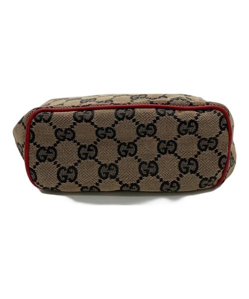 GUCCI（グッチ）GUCCI (グッチ) バニティポーチ ブラウン×レッドの古着・服飾アイテム