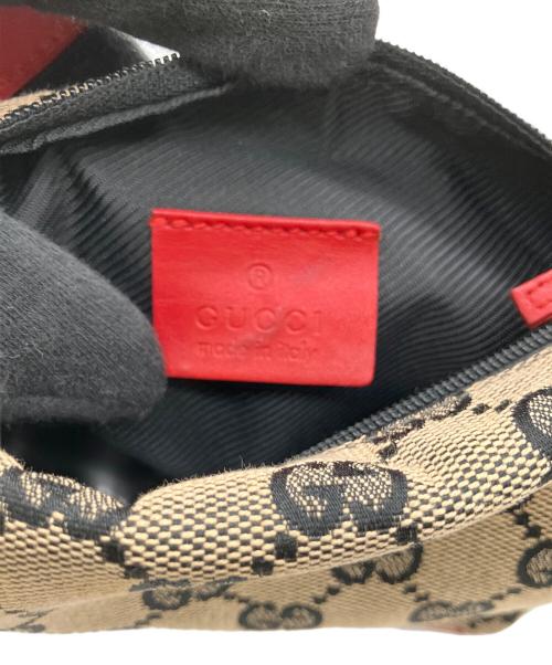 GUCCI（グッチ）GUCCI (グッチ) バニティポーチ ブラウン×レッドの古着・服飾アイテム