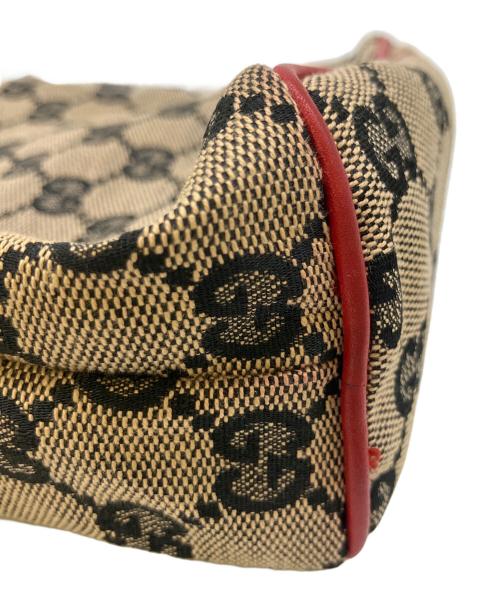 GUCCI（グッチ）GUCCI (グッチ) バニティポーチ ブラウン×レッドの古着・服飾アイテム