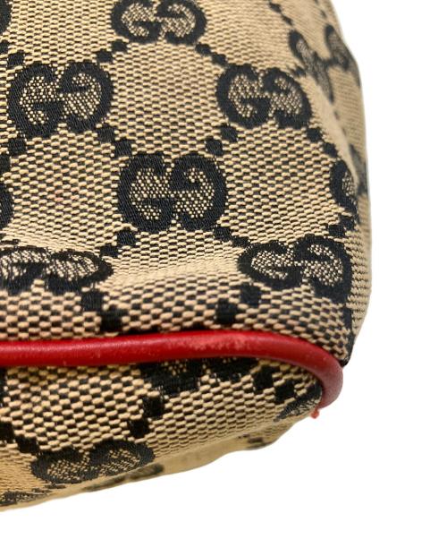 GUCCI（グッチ）GUCCI (グッチ) バニティポーチ ブラウン×レッドの古着・服飾アイテム