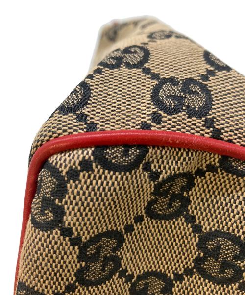 GUCCI（グッチ）GUCCI (グッチ) バニティポーチ ブラウン×レッドの古着・服飾アイテム