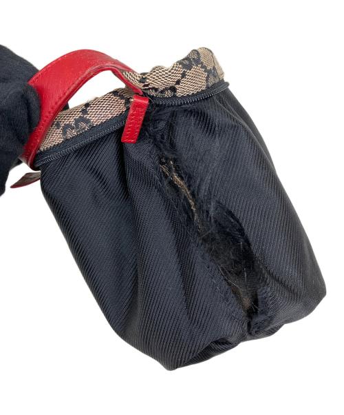 GUCCI（グッチ）GUCCI (グッチ) バニティポーチ ブラウン×レッドの古着・服飾アイテム