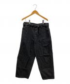 COMOLIコモリ）の古着「ベルテッドパンツデニムパンツ」｜ブラック