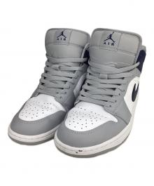 NIKE（ナイキ）の古着「Air Jordan 1 Mid "White/Wolf Grey/Midnight Navy"」｜ブルー×グレー