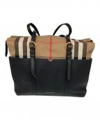 BURBERRYバーバリー）の古着「ショルダートートバッグ」｜ブラック×ベージュ
