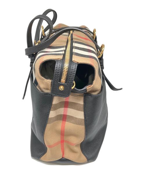 BURBERRY（バーバリー）BURBERRY (バーバリー) ショルダートートバッグ ブラック×ベージュの古着・服飾アイテム