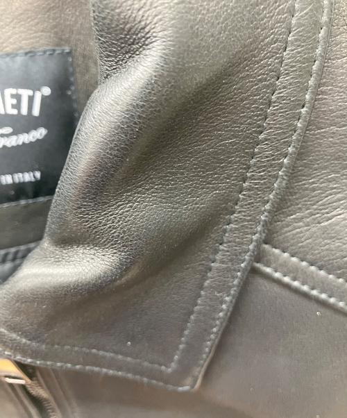 EMMETI（エンメティ）EMMETI (エンメティ) レザージャケット ブラック サイズ:44の古着・服飾アイテム