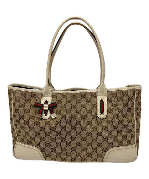 GUCCI（グッチ）GUCCI (グッチ) トートバッグ ベージュ×ホワイトの古着・服飾アイテム