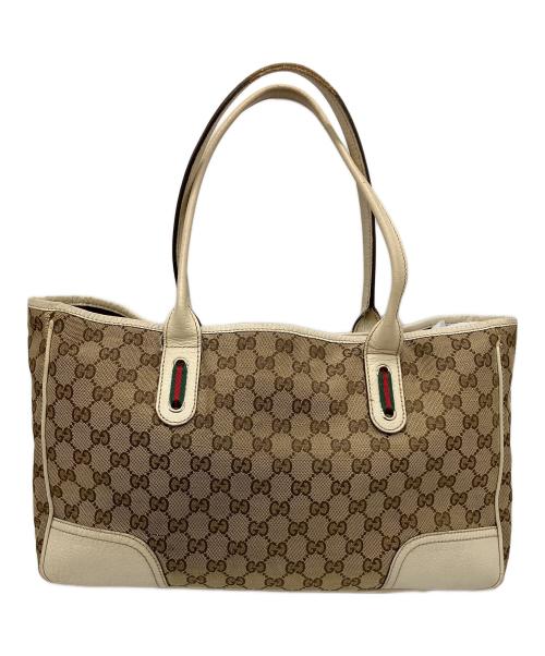 GUCCI（グッチ）GUCCI (グッチ) トートバッグ ベージュ×ホワイトの古着・服飾アイテム