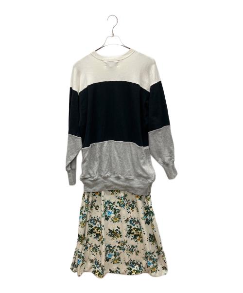 Americana（アメリカーナ）Americana (アメリカーナ) 長袖ワンピース ホワイト×ブラック×グレー×グリーン サイズ:Freeの古着・服飾アイテム