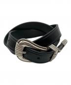 TROYトロイ）の古着「レザーベルト」｜ブラック×シルバー