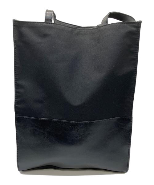 Y's（ワイズ）Y's (ワイズ) キャンパスレザートートバッグ ブラックの古着・服飾アイテム