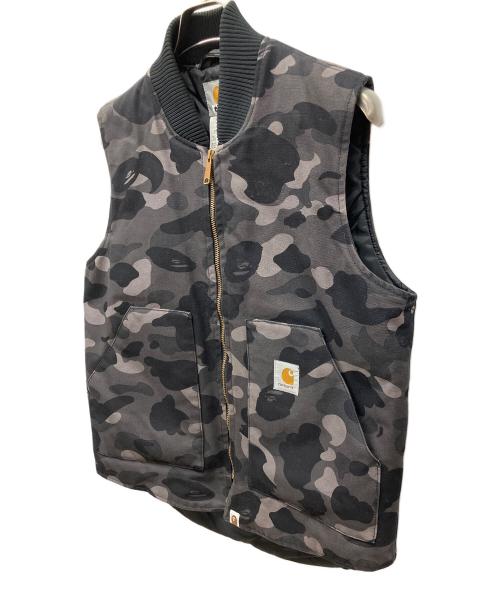CarHartt（カーハート）CarHartt (カーハート) A BATHING APE (ア ベイシング エイプ) 迷彩ダックベスト ブラック サイズ:M　　　　　　　　の古着・服飾アイテム