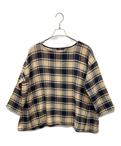 45R（フォーティファイブ・アール）45R (フォーティファイブ・アール) 薄手ニット ネイビー×ホワイトの古着・服飾アイテム