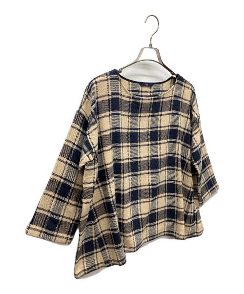 45R（フォーティファイブ・アール）45R (フォーティファイブ・アール) 薄手ニット ネイビー×ホワイトの古着・服飾アイテム