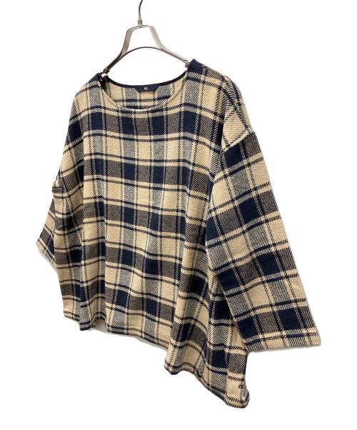 45R（フォーティファイブ・アール）45R (フォーティファイブ・アール) 薄手ニット ネイビー×ホワイトの古着・服飾アイテム