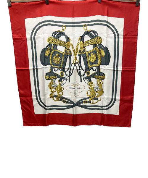 HERMES（エルメス）HERMES (エルメス) シルクスカーフ レッド×ホワイトの古着・服飾アイテム