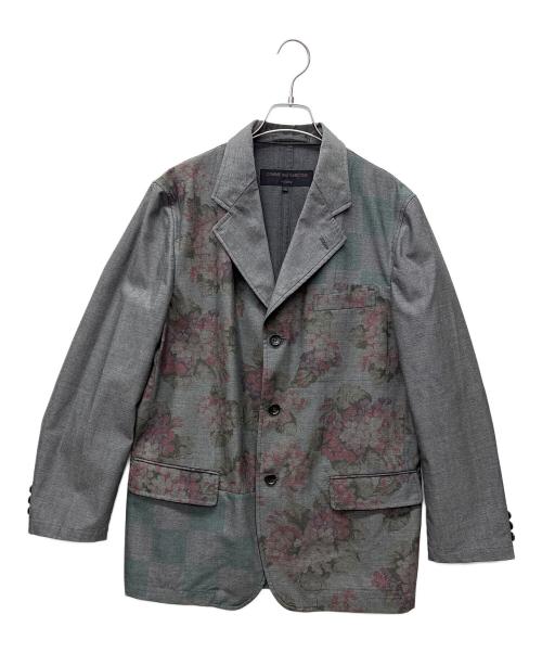 COMME des GARCONS HOMME（コムデギャルソン オム）COMME des GARCONS HOMME (コムデギャルソン オム) 花柄テーラードジャケット グレー サイズ:Sの古着・服飾アイテム
