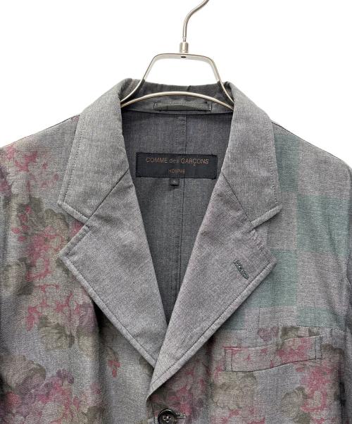 COMME des GARCONS HOMME（コムデギャルソン オム）COMME des GARCONS HOMME (コムデギャルソン オム) 花柄テーラードジャケット グレー サイズ:Sの古着・服飾アイテム