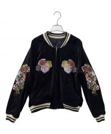 琵男志（ビダンシ）の古着「刺繍スカジャン」｜ベージュ×ブラック