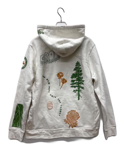 Patagonia（パタゴニア）Patagonia (パタゴニア) プルオーバーパーカー ホワイト×グリーン×ベージュ サイズ:Lの古着・服飾アイテム