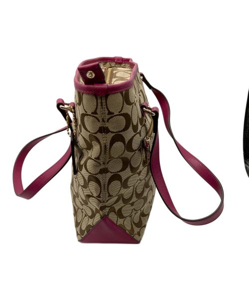 COACH（コーチ）COACH (コーチ) トートバッグ ベージュ×ピンクの古着・服飾アイテム