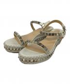 Christian Louboutinクリスチャン・ルブタン）の古着「ウェッジソールサンダル」｜ホワイト×ベージュ