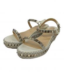 Christian Louboutin（クリスチャン・ルブタン）の古着「ウェッジソールサンダル」｜ホワイト×ベージュ