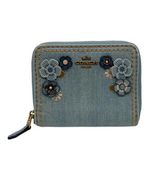 COACH（コーチ）COACH (コーチ) ラウンドファスナー財布 ブルーの古着・服飾アイテム