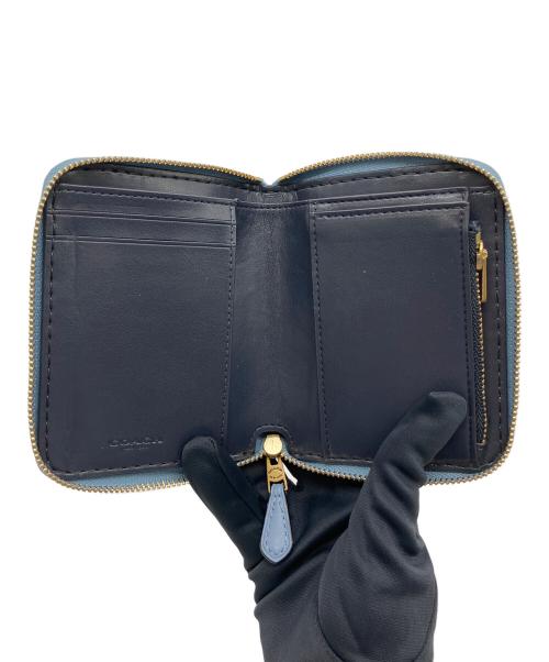COACH（コーチ）COACH (コーチ) ラウンドファスナー財布 ブルーの古着・服飾アイテム