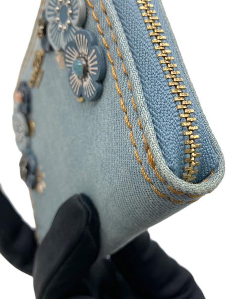 COACH（コーチ）COACH (コーチ) ラウンドファスナー財布 ブルーの古着・服飾アイテム