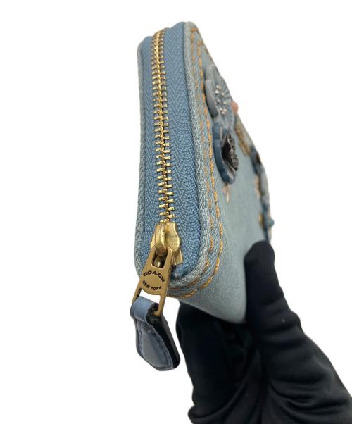 COACH（コーチ）COACH (コーチ) ラウンドファスナー財布 ブルーの古着・服飾アイテム