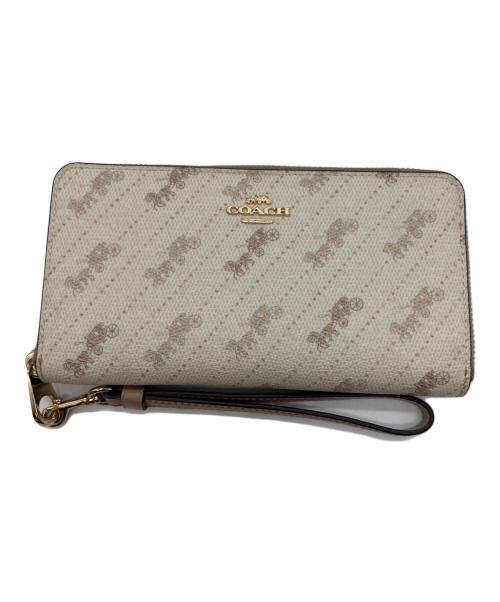 COACH（コーチ）COACH (コーチ) ラウンドファスナー財布 ホワイト×ベージュの古着・服飾アイテム