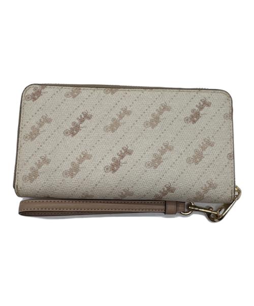 COACH（コーチ）COACH (コーチ) ラウンドファスナー財布 ホワイト×ベージュの古着・服飾アイテム