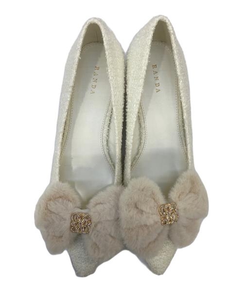 RANDA（ランダ）RANDA (ランダ) ファーリボンパンプス ホワイト サイズ:23.5の古着・服飾アイテム