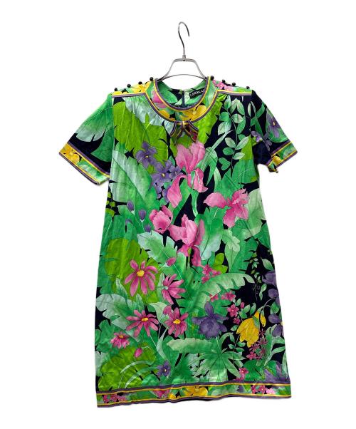 LEONARD（レオナール）LEONARD (レオナール) 半袖ワンピース グリーン サイズ:Mの古着・服飾アイテム