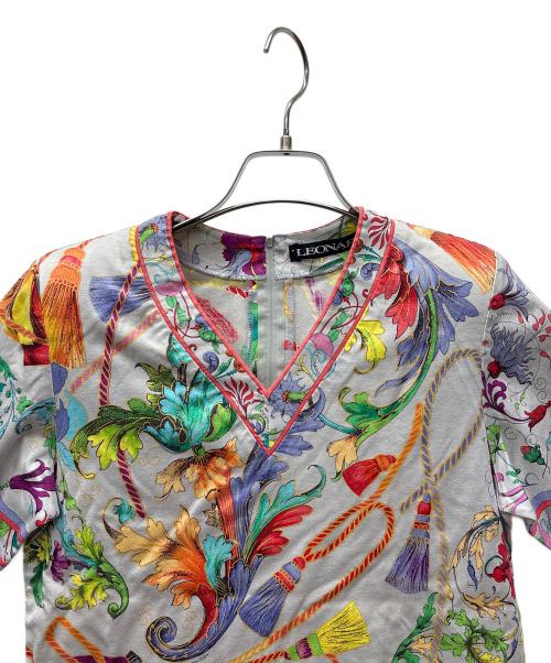 LEONARD（レオナール）LEONARD (レオナール) 半袖カットソー グレーマルチ サイズ:Mの古着・服飾アイテム
