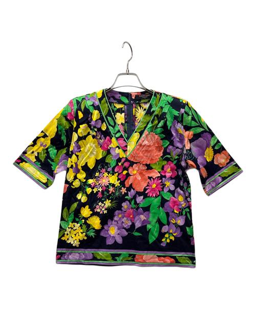 LEONARD（レオナール）LEONARD (レオナール) 半袖カットソー ブラックマルチ サイズ:Mの古着・服飾アイテム