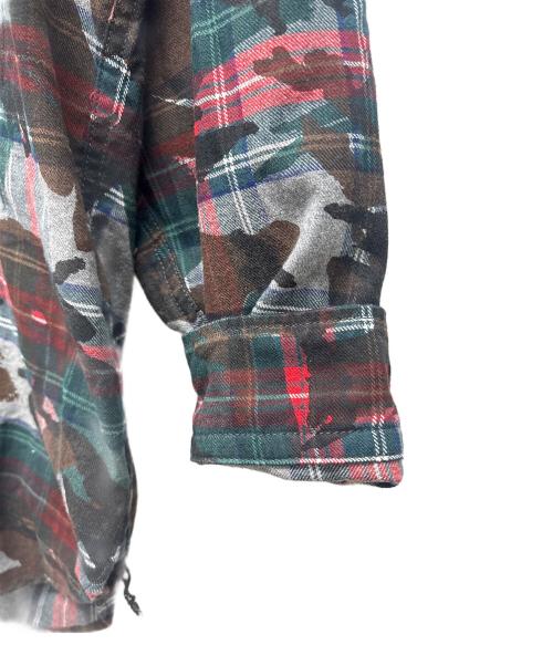 PALACE（パレス）PALACE (パレス) BEAMS + (ビームスプラス) 長袖シャツ レッド×グリーン サイズ:Ｍの古着・服飾アイテム