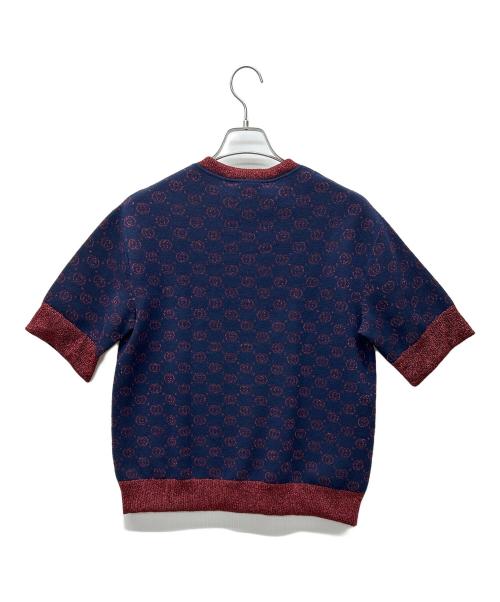 GUCCI（グッチ）GUCCI (グッチ) 半袖ニット ネイビー×レッド サイズ:M　　　　　　　　の古着・服飾アイテム