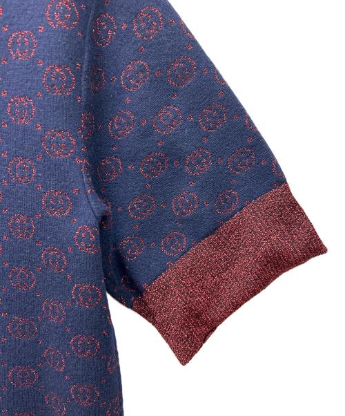 GUCCI（グッチ）GUCCI (グッチ) 半袖ニット ネイビー×レッド サイズ:M　　　　　　　　の古着・服飾アイテム