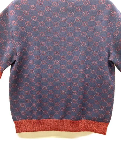 GUCCI（グッチ）GUCCI (グッチ) 半袖ニット ネイビー×レッド サイズ:M　　　　　　　　の古着・服飾アイテム