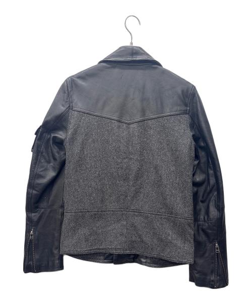 Harris Tweed（ハリスツイード）Harris Tweed (ハリスツイード) ライダースジャケット ブラック サイズ:Ｌの古着・服飾アイテム