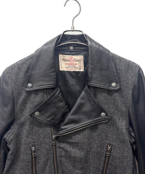 Harris Tweed（ハリスツイード）Harris Tweed (ハリスツイード) ライダースジャケット ブラック サイズ:Ｌの古着・服飾アイテム